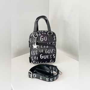 GUESS Black and White Mini Crossbody Bag